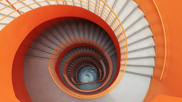 orange spiral stairs